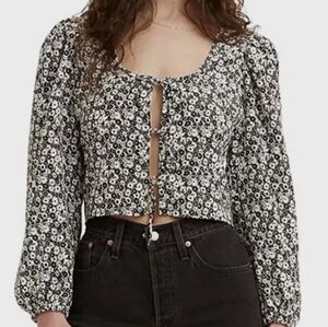 Levi’s Embry Tie Blouse Women’s Black and White Floral Size 3x